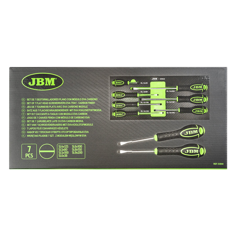 JBM SET DI 7 CACCIAVITI A TAGLIO CON MODULO EVA CARBON 53944