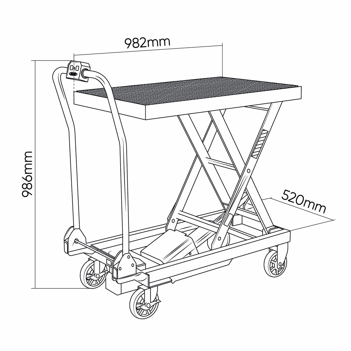 JBM – Tavolo Elevatore Idraulico a Batteria 500 kg con Batteria e Caricabatterie – PROMO-60072