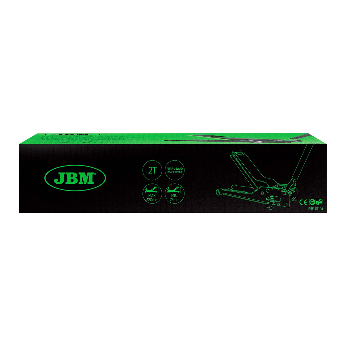 JBM – Martinetto Idraulico a Carrello Profilo Basso Extra Lungo 2T – 55146