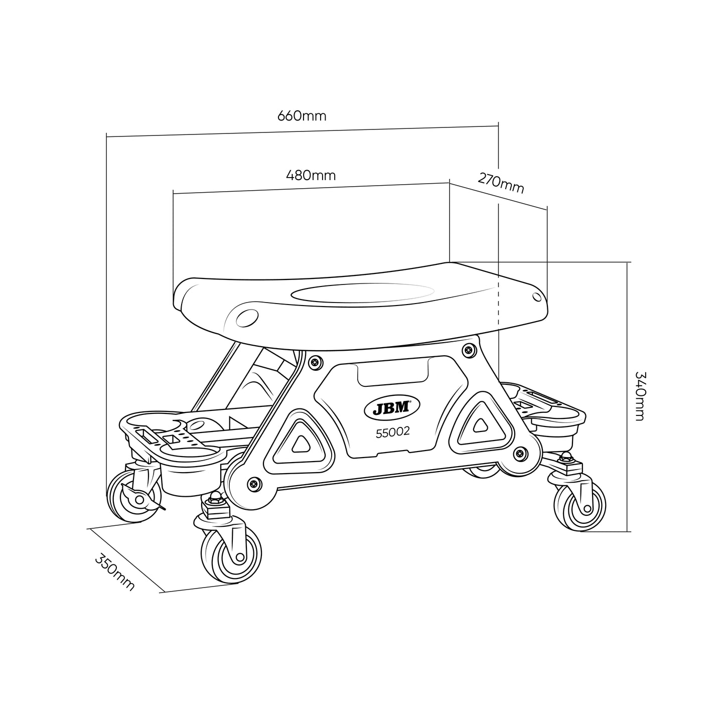 JBM SGABELLO IN ACCIAIO CON VASSOI ESTRAIBILI PER UTENSILI DA DETAILING 55002
