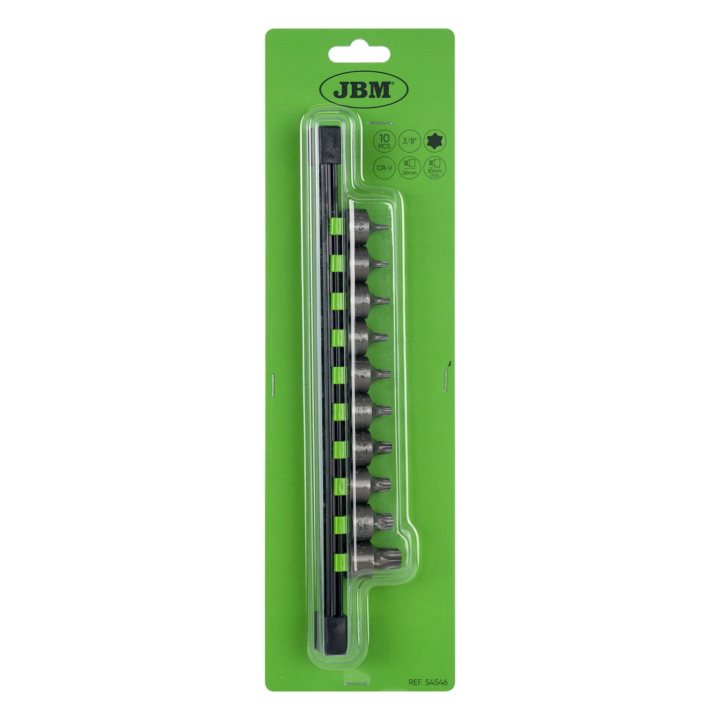 JBM SET DI 10 INSERTI TORX CORTI CON BUSSOLE 3/8" 54546
