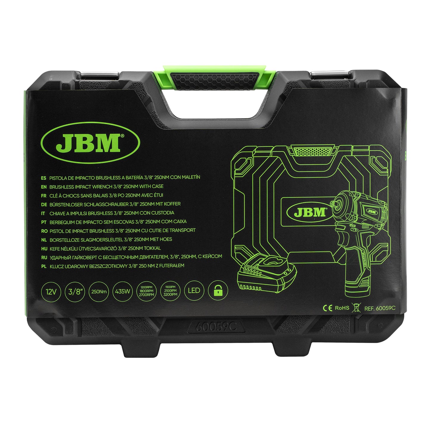 JBM CHIAVE A IMPULSI 3/8" 250NM BRUSHLESS CON CUSTODIA 60059C