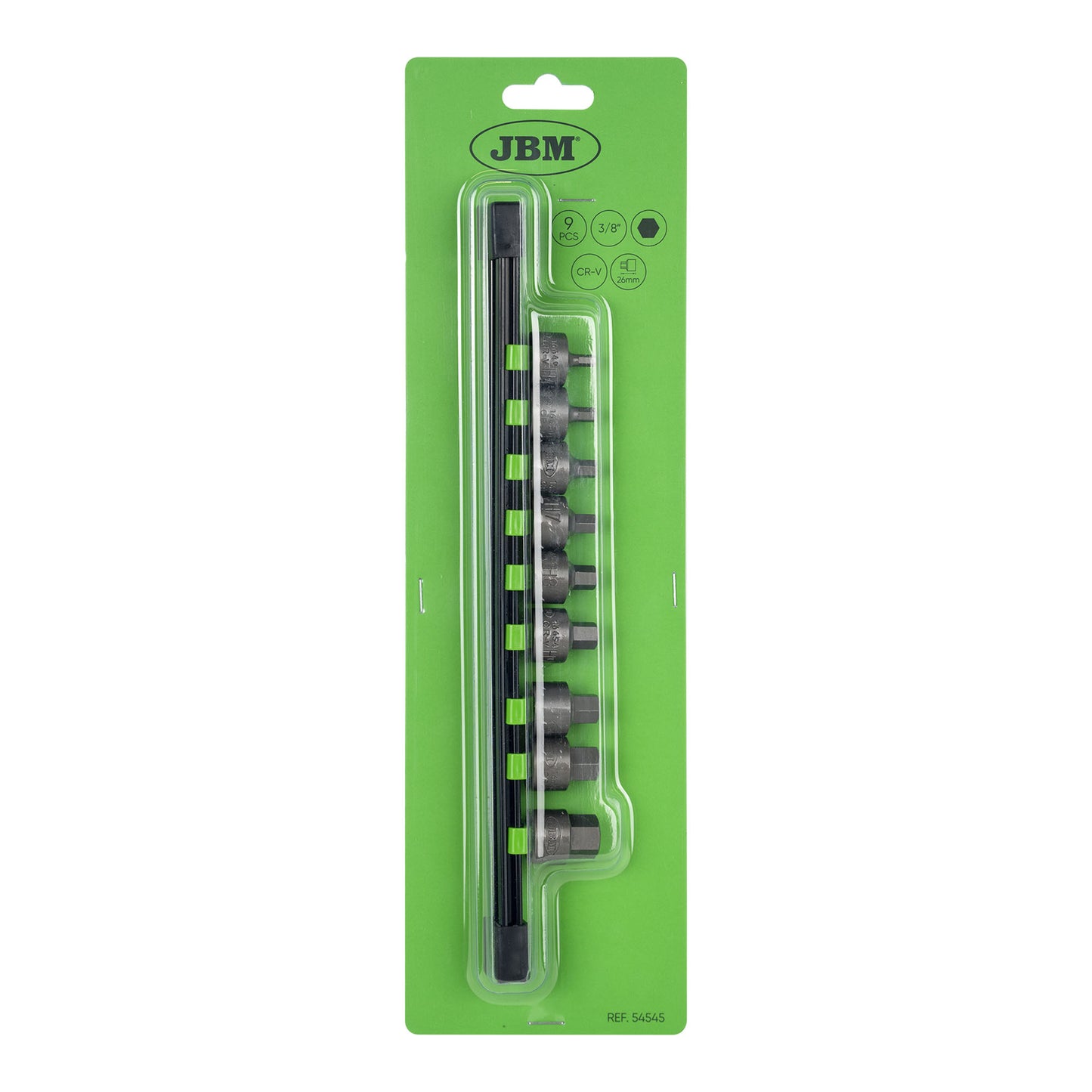 JBM SET DI 9 INSERTI ALLEN CORTI CON BUSSOLE 3/8" 54545