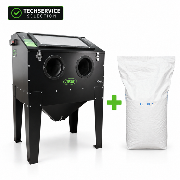 JBM – Sabbiatrice Professionale 220 L 54341 + Sacco da 25 kg di Perle di Vetro per Sabbiatura