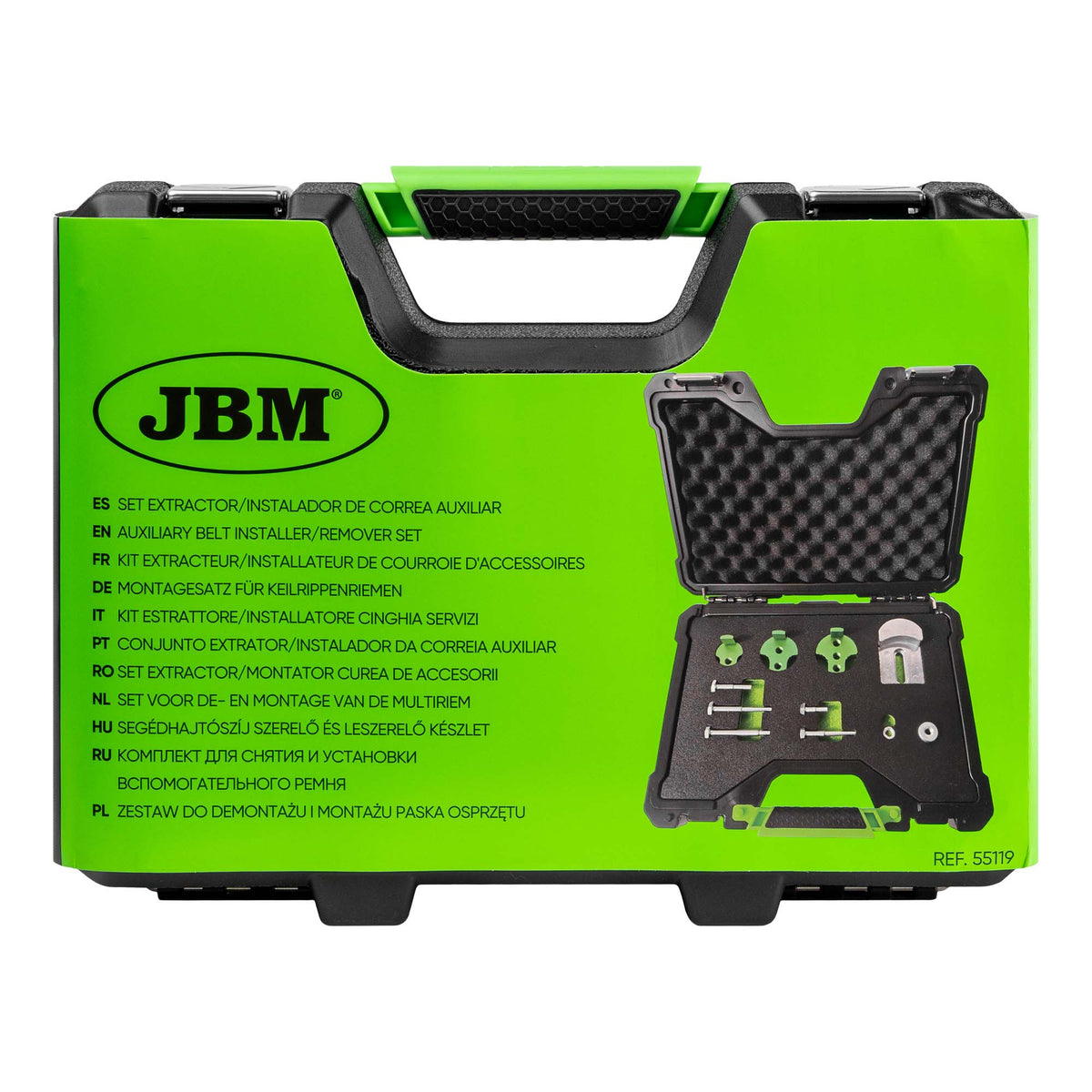 JBM KIT ESTRATTORE E INSTALLATORE CINGHIE SERVIZI ELASTICHE 11 PEZZI - 55119