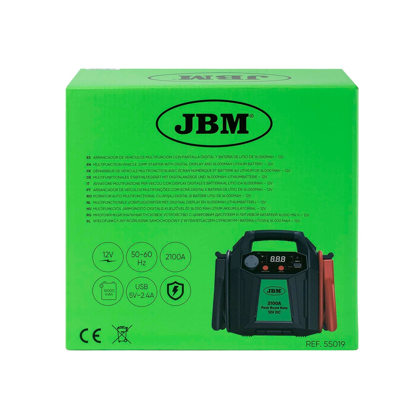 JBM AVVIATORE MULTIFUNZIONE PER VEICOLI CON DISPLAY DIGITALE E BATTERIA AL LITIO DA 16.000MAH – 12V 55019