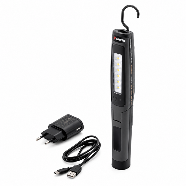 WÜRTH ERGOPOWER SLIM+ Lampada LED Ricaricabile Professionale 450 Lumen con Magneti e Testa Orientabile 150°