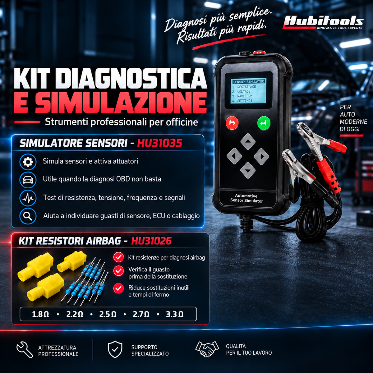 Hubitools HU31035 – Simulatore Sensori e Attuatori Automotive per Diagnosi Professionale