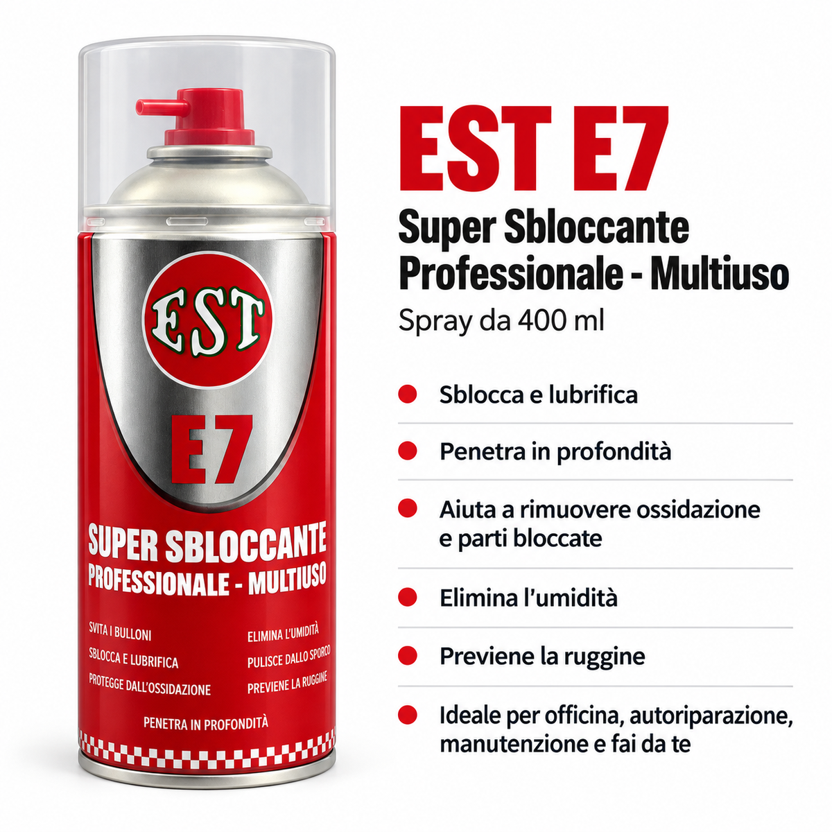 EST E7 Super Sbloccante Professionale Multiuso 400 ml – Confezione da 6 Spray