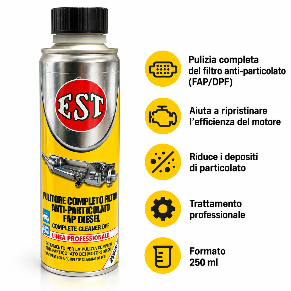 EST Pulitore Completo Filtro Anti-Particolato FAP Diesel 250 ml – Confezione 3 Pezzi – Cod. 0618
