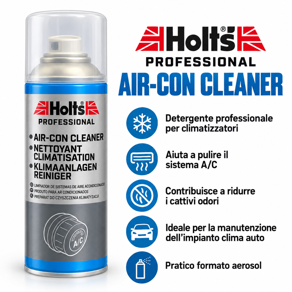 Holts Professional Air-Con Cleaner – Pulitore Igienizzante Climatizzatore Auto – Confezione 4 Pezzi – Cod. HAPP0086B