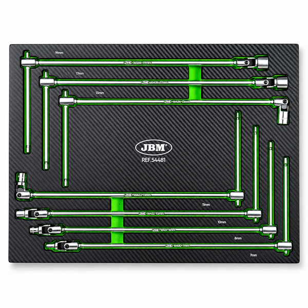 JBM MODULO DI 7 CHIAVI A SNODO CON IMPUGNATURA A T (7-19 MM) - 54481
