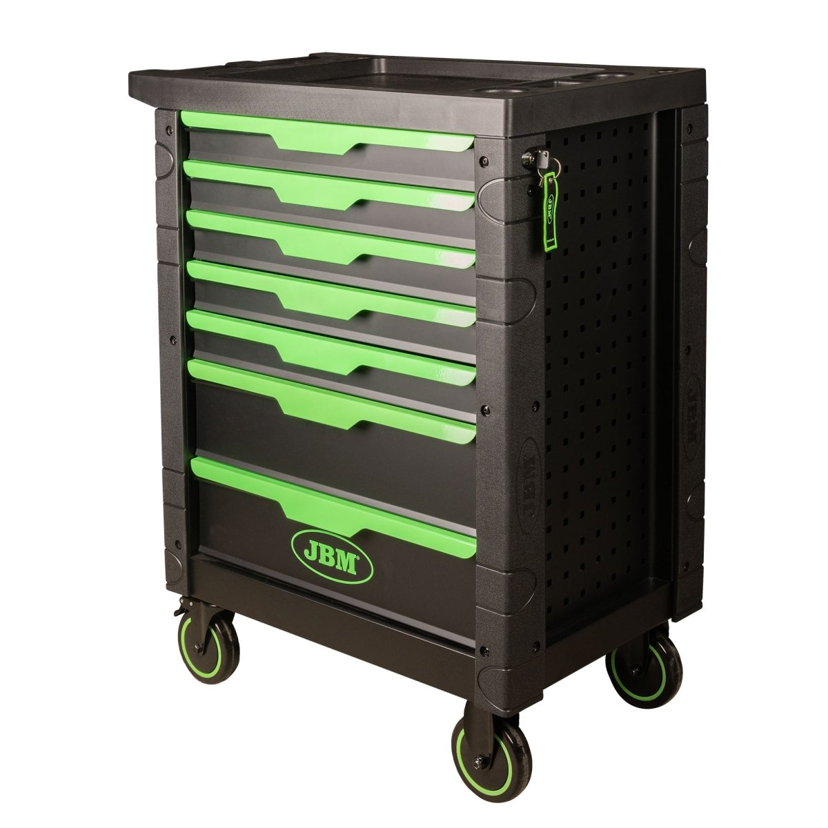 JBM CARRELLO A 7 CASSETTI ASSORTITO + MARTINETTO IDRAULICO A CARRELLO 3,5T + SET DI 2 CAVALLETTI DA 3 TONNELLATE SERIE 418 - Techservice