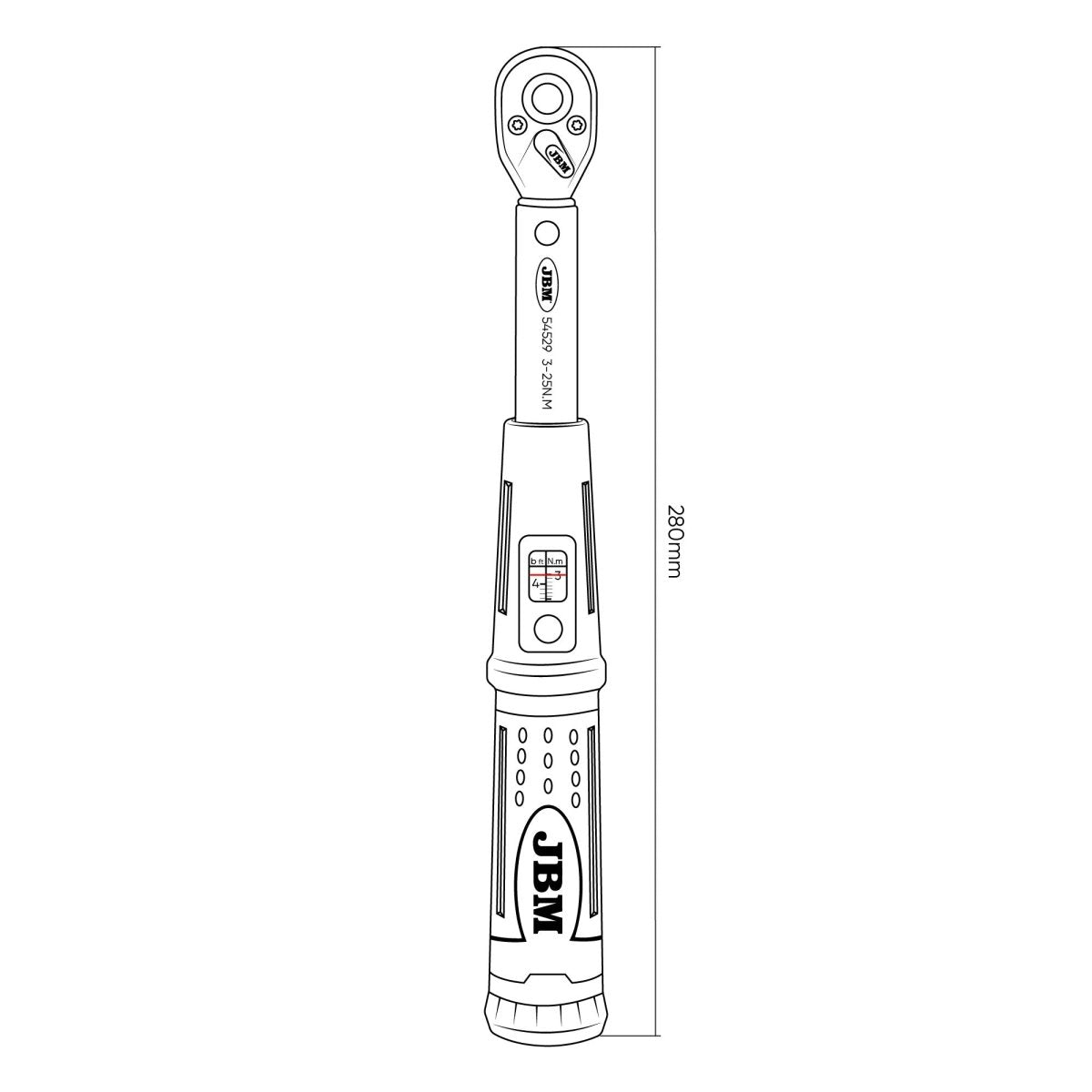 JBM CHIAVE DINAMOMETRICA 1/4" CON FINESTRA DI LETTURA (3–25 NM) 54529 - Techservice