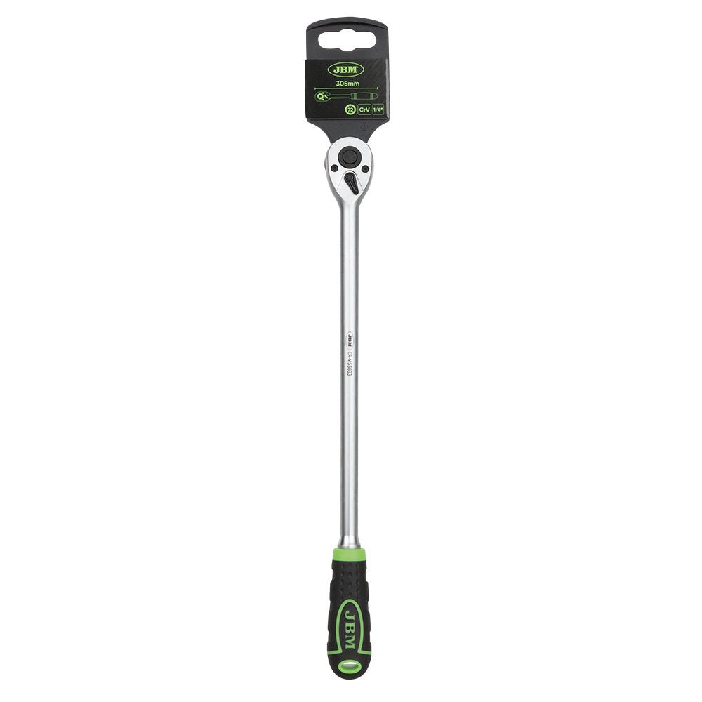 JBM CRICCHETTO EXTRA LUNGO 1/4" 305MM CON TESTA A 72 DENTI 53883 - Techservice