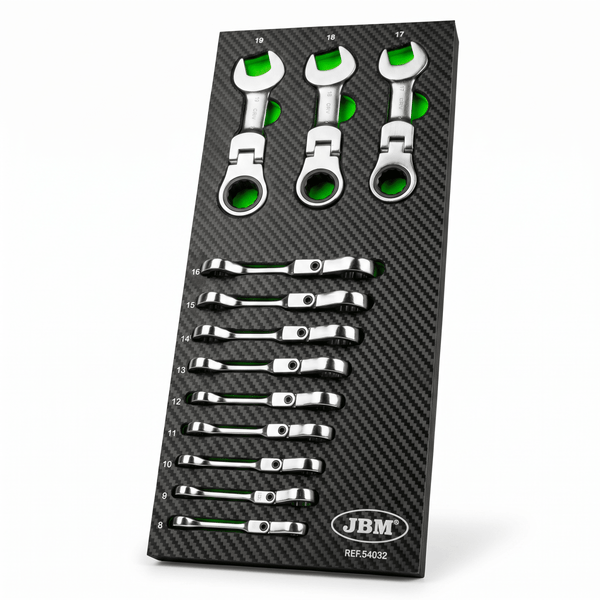 JBM MODULO DI 12 MINI CHIAVI COMBINATE CON SNODO A CRICCHETTO 54032 - Techservice