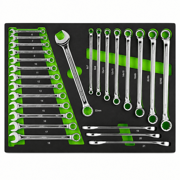 JBM MODULO EVA CON 25 CHIAVI COMBINATE E CHIAVI PIEGATE IN ACCIAIO CRV - 53620 - Techservice