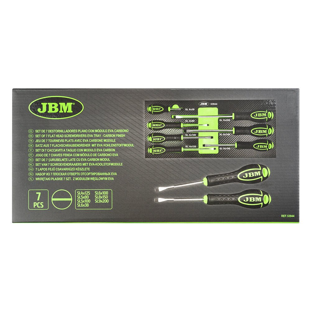 JBM SET DI 7 CACCIAVITI A TAGLIO CON MODULO EVA CARBON 53944 - Techservice