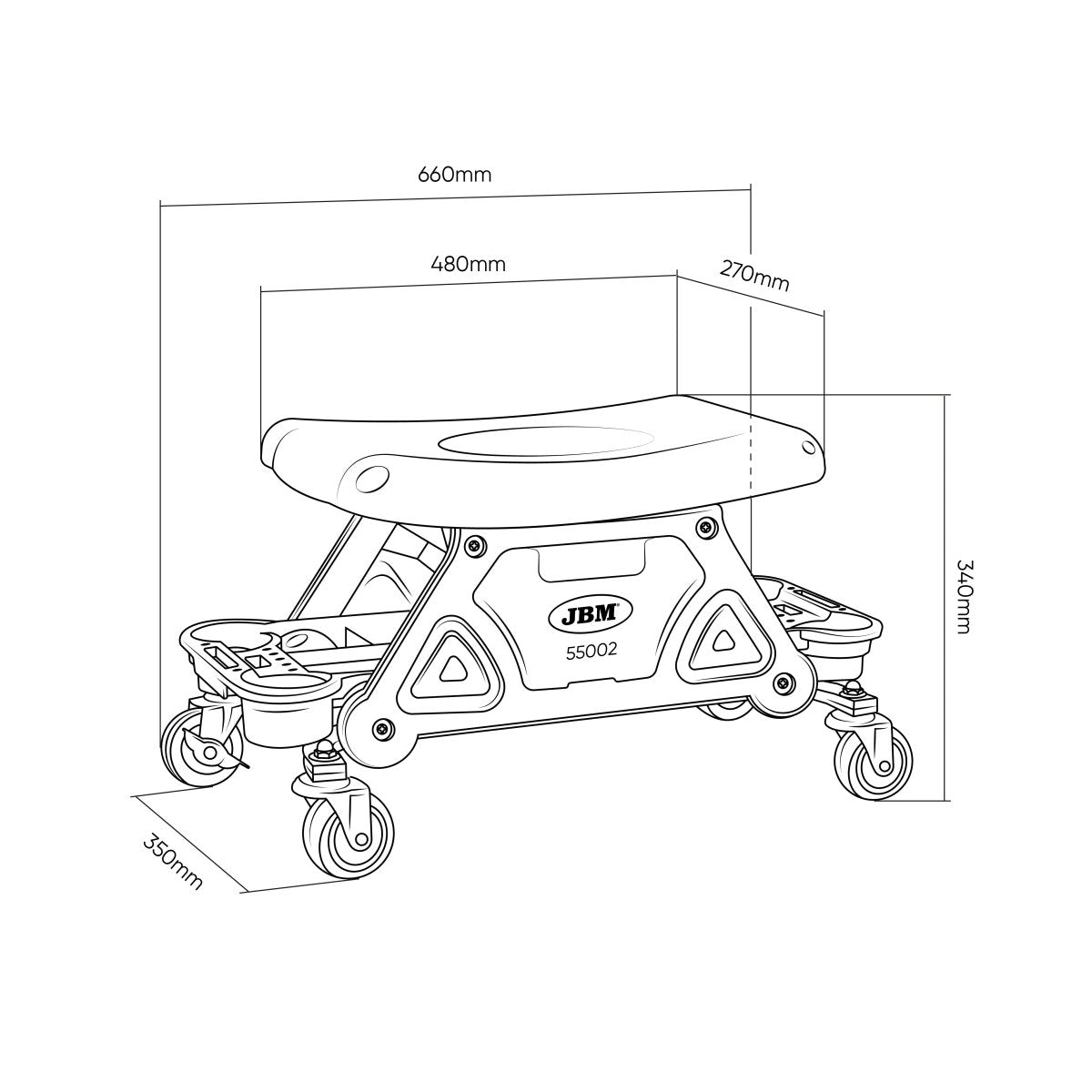 JBM SGABELLO IN ACCIAIO CON VASSOI ESTRAIBILI PER UTENSILI DA DETAILING 55002 - Techservice