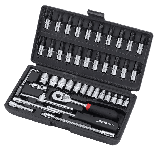 SONIC SET CHIAVI A BUSSOLA ESAGONALI 1/4" 46 PEZZI 104601 - Techservice
