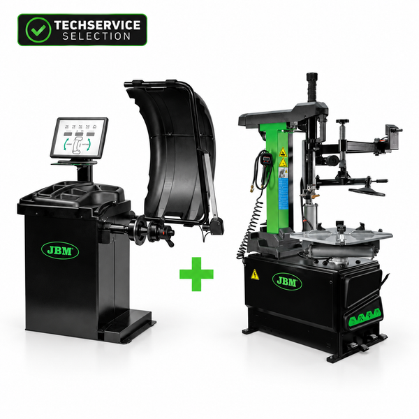 JBM – Pacchetto Gommista Professionale con Smontagomme Automatico 380V + Equilibratrice Ruote Digitale con Pedale Freno e Laser - Serie 631