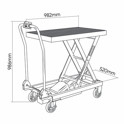 JBM – Tavolo Elevatore Idraulico a Batteria 500 kg con Batteria e Caricabatterie – PROMO-60072