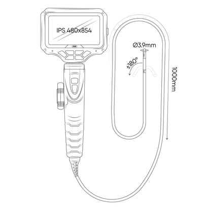 JBM – Endoscopio Articolato Bidirezionale con Schermo IPS 4,5”, Fotocamera HD e LED Regolabile 55121