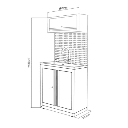 JBM – Set Modulare 6 Pezzi con Armadio e Lavandino – Serie 596