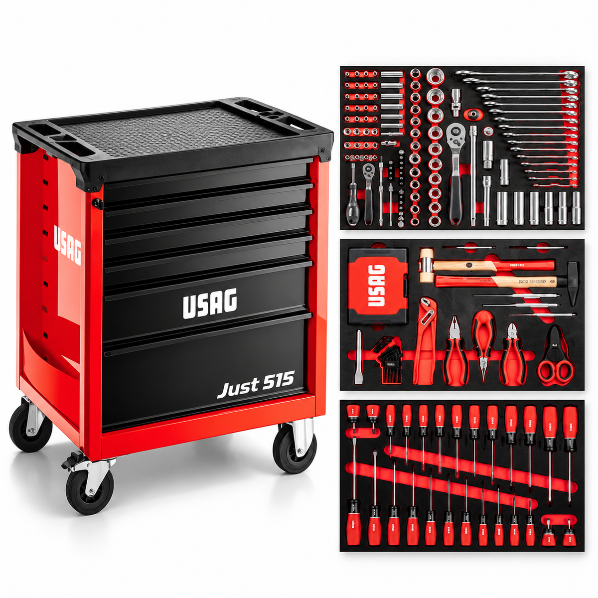 USAG 515 J6SM – Carrello JUST 6 Cassetti con 265 Utensili Professionali