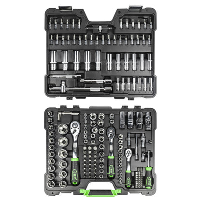 JBM SET DI UTENSILI DA 179 PEZZI CON BUSSOLE ESAGONALI DA 1/4", 3/8" E 1/2" – FINITURA CROMATA 54046