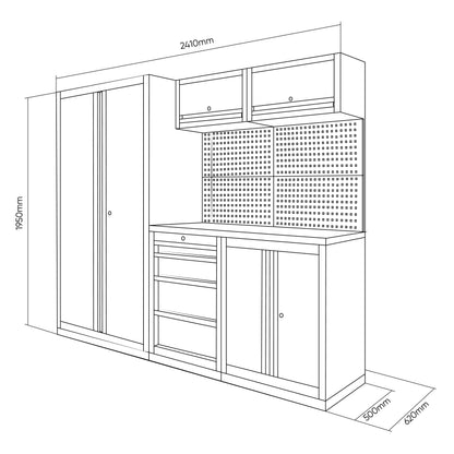 JBM Serie 595 – Set di Mobili Modulari 13 Pezzi con Armadio a Due Ante