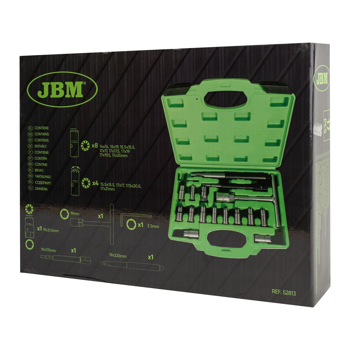 JBM SET DI SMERIGLIATORE PER SEDI INIETTORI 17 PZ 52813