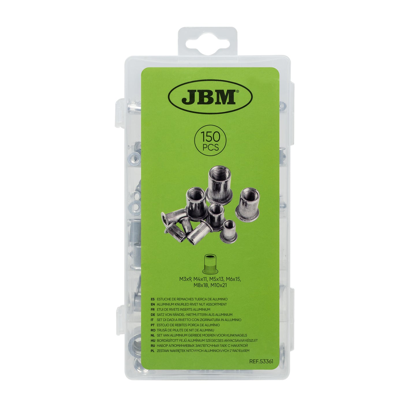 JBM ASTUCCIO DI DADI A RIVETTO CON ZIGRINATURA IN ALLUMINIO 53361