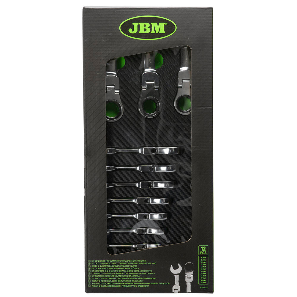 JBM MODULO DI 12 MINI CHIAVI COMBINATE CON SNODO A CRICCHETTO 54032