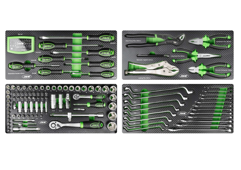 54261 CASSETTA PORTAUTENSILI METALLICA DA 143 PEZZI – FINITURA ZINCATA JBM - Techservice