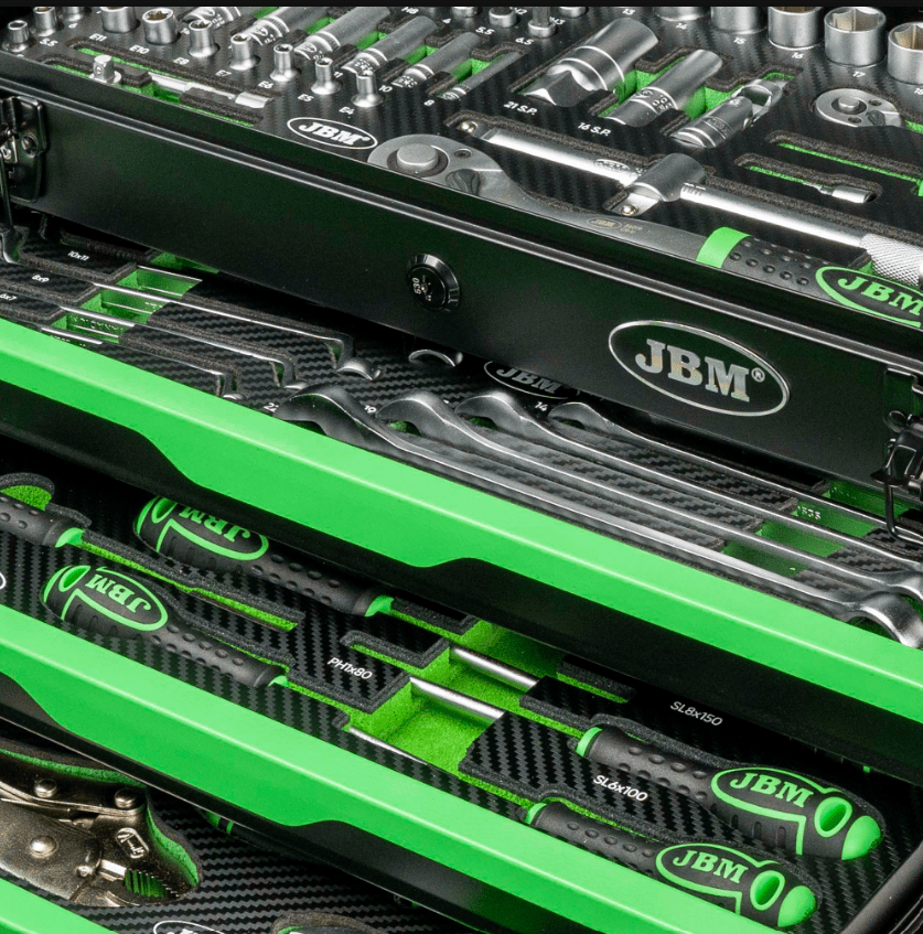 54261 CASSETTA PORTAUTENSILI METALLICA DA 143 PEZZI – FINITURA ZINCATA JBM - Techservice