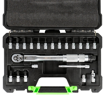JBM SET DA 21 PUNTE E ADATTATORI 1/4" CON CHIAVE DINAMOMETRICA 54269