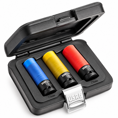 USAG 270 C3 – Set 3 Bussole Macchina per Cerchi in Lega 17-19-21 mm con Protezione in Teflon