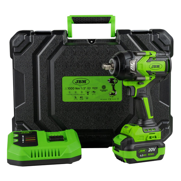 JBM AVVITATORE PNEUMATICO BRUSHLESS A BATTERIA 1/2" 1000NM CON VALIGETTA 60051C