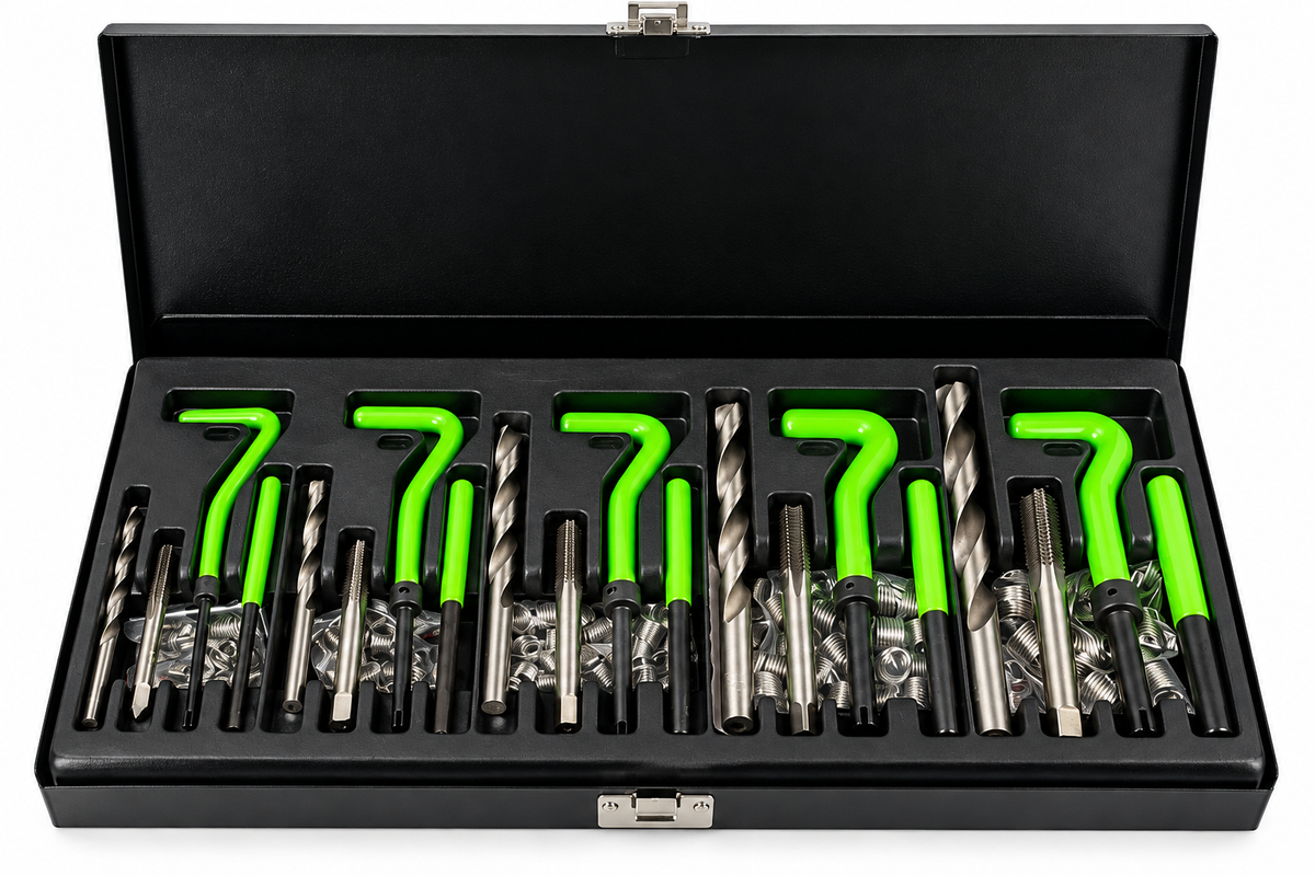 JBM SET RIPARAZIONE FILETTI CON INSERTI HELICOIL 115 PEZZI M5-M12 - 51896