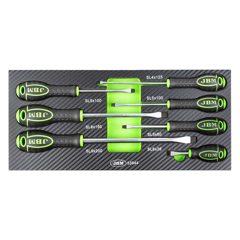 JBM SET DI 7 CACCIAVITI A TAGLIO CON MODULO EVA CARBON 53944