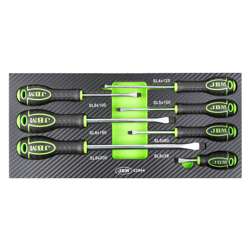 JBM SET DI 7 CACCIAVITI A TAGLIO CON MODULO EVA CARBON 53944