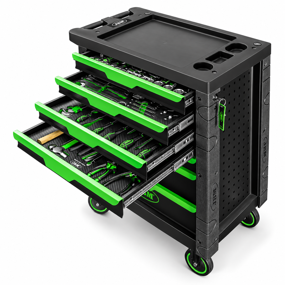 JBM CARRELLO PORTAUTENSILI VERDE 7 CASSETTI CON 172 UTENSILI - 54389