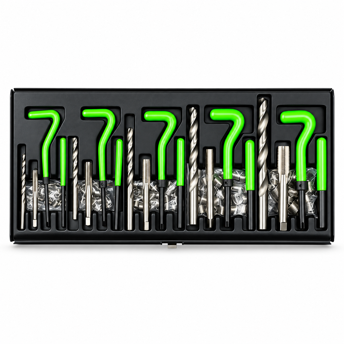 JBM SET RIPARAZIONE FILETTI CON INSERTI HELICOIL 115 PEZZI M5-M12 - 51896