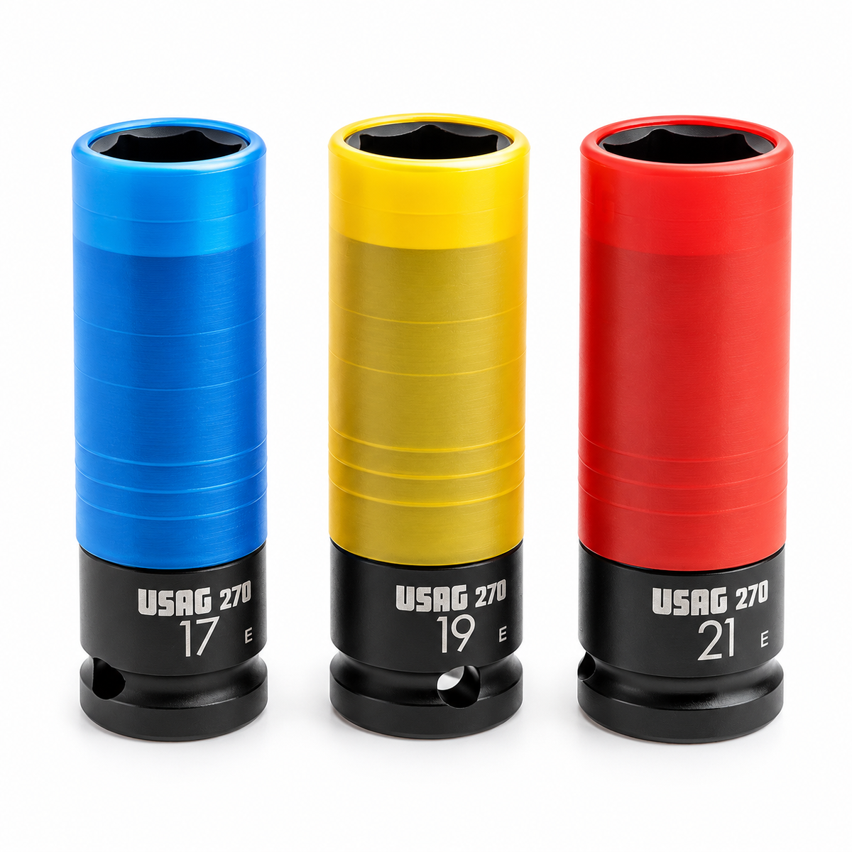 USAG 270 C3 – Set 3 Bussole Macchina per Cerchi in Lega 17-19-21 mm con Protezione in Teflon