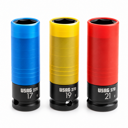 USAG 270 C3 – Set 3 Bussole Macchina per Cerchi in Lega 17-19-21 mm con Protezione in Teflon