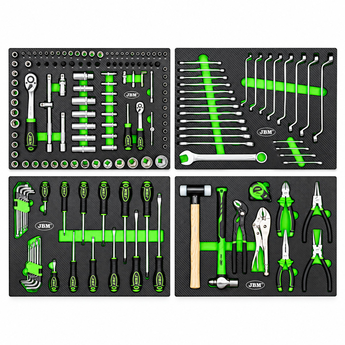 JBM CARRELLO PORTAUTENSILI VERDE 7 CASSETTI CON 172 UTENSILI - 54389