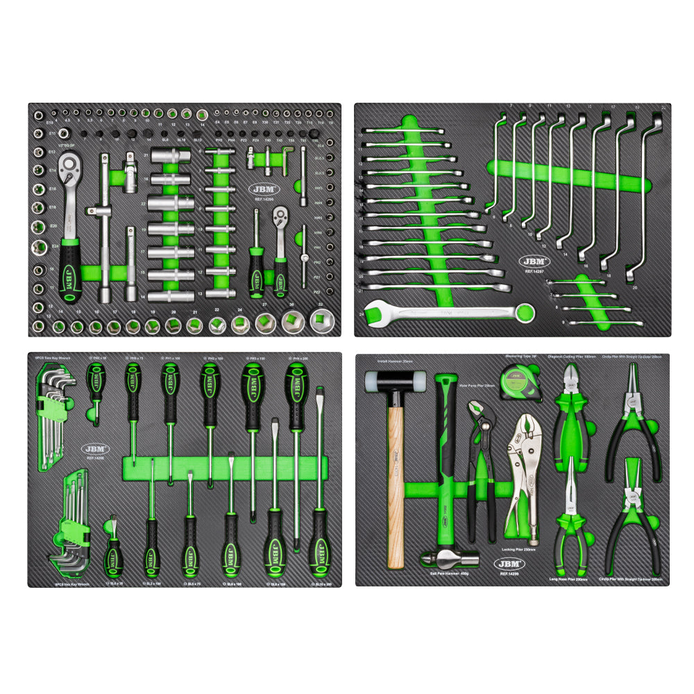 JBM – Set Mobili Componibili per Officina 18 Pezzi con 4 Moduli Utensili EVA Carbonio