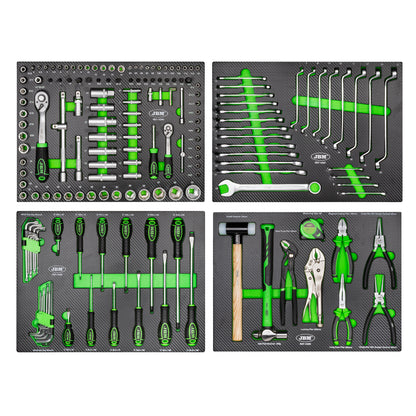 JBM – Set Mobili Componibili per Officina 18 Pezzi con 4 Moduli Utensili EVA Carbonio