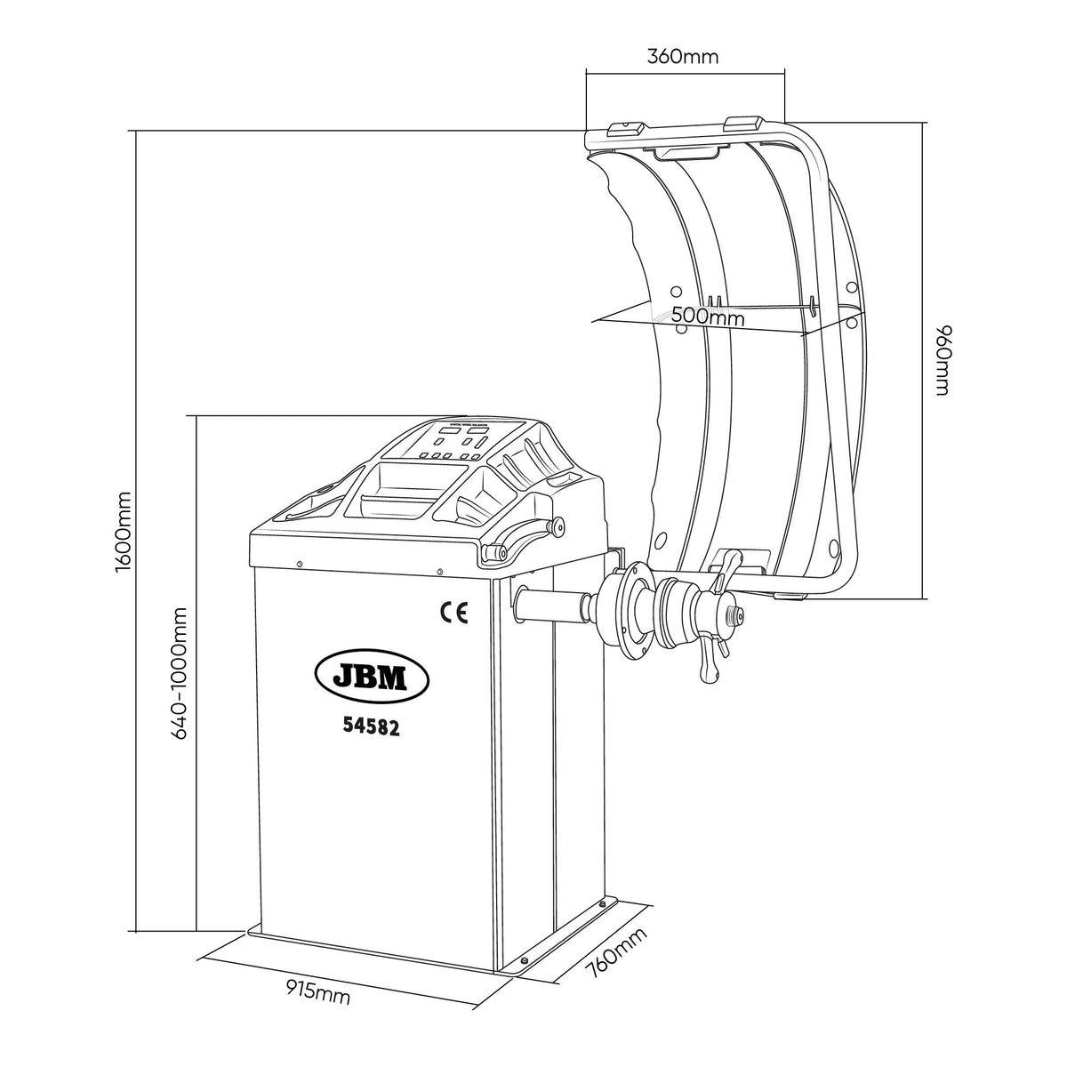 JBM – Pacchetto Gommista con Smontagomme Semiautomatico 54581 + Equilibratrice Digitale 54582